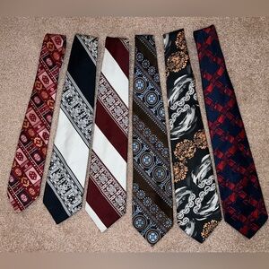Set of 6 Vintage Eclectic Ties - Multicolor